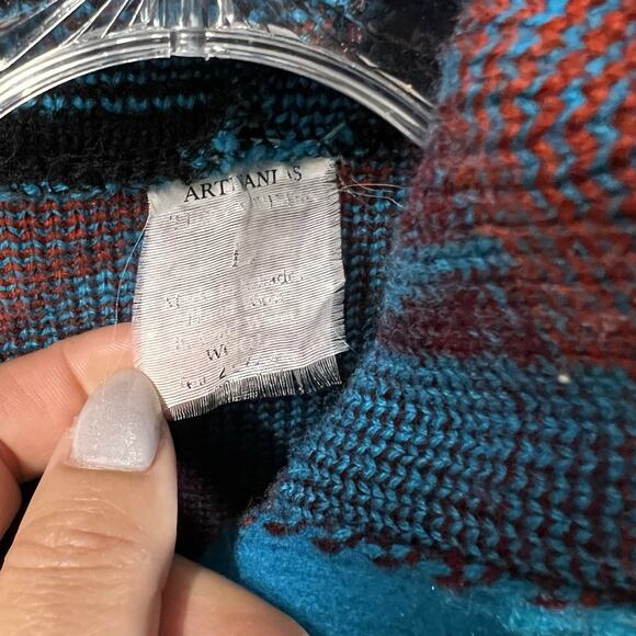 Vtg Artisanias Tuntaquimba Wool Zip Hood Jacket Aztec Southwestern Tribal Print - Picture 7 of 9